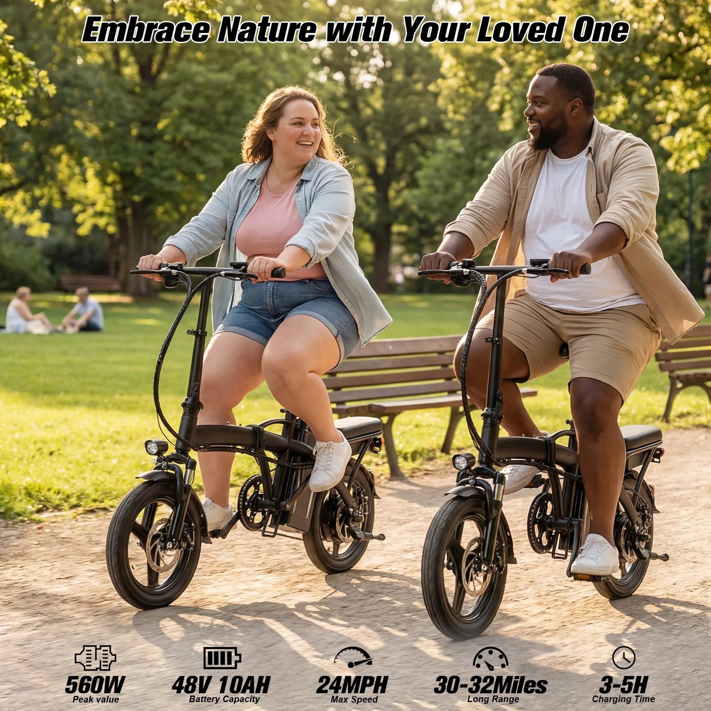 Foldable Electric Bike for Adults，23MPH & 38Miles Long Range Electric Bicycles，500W Motor 48V/12Ah Battery，14" Folding Mini ebikes for Teens，3-Speed & PAS Mode， Commuter City Certified E-Bike