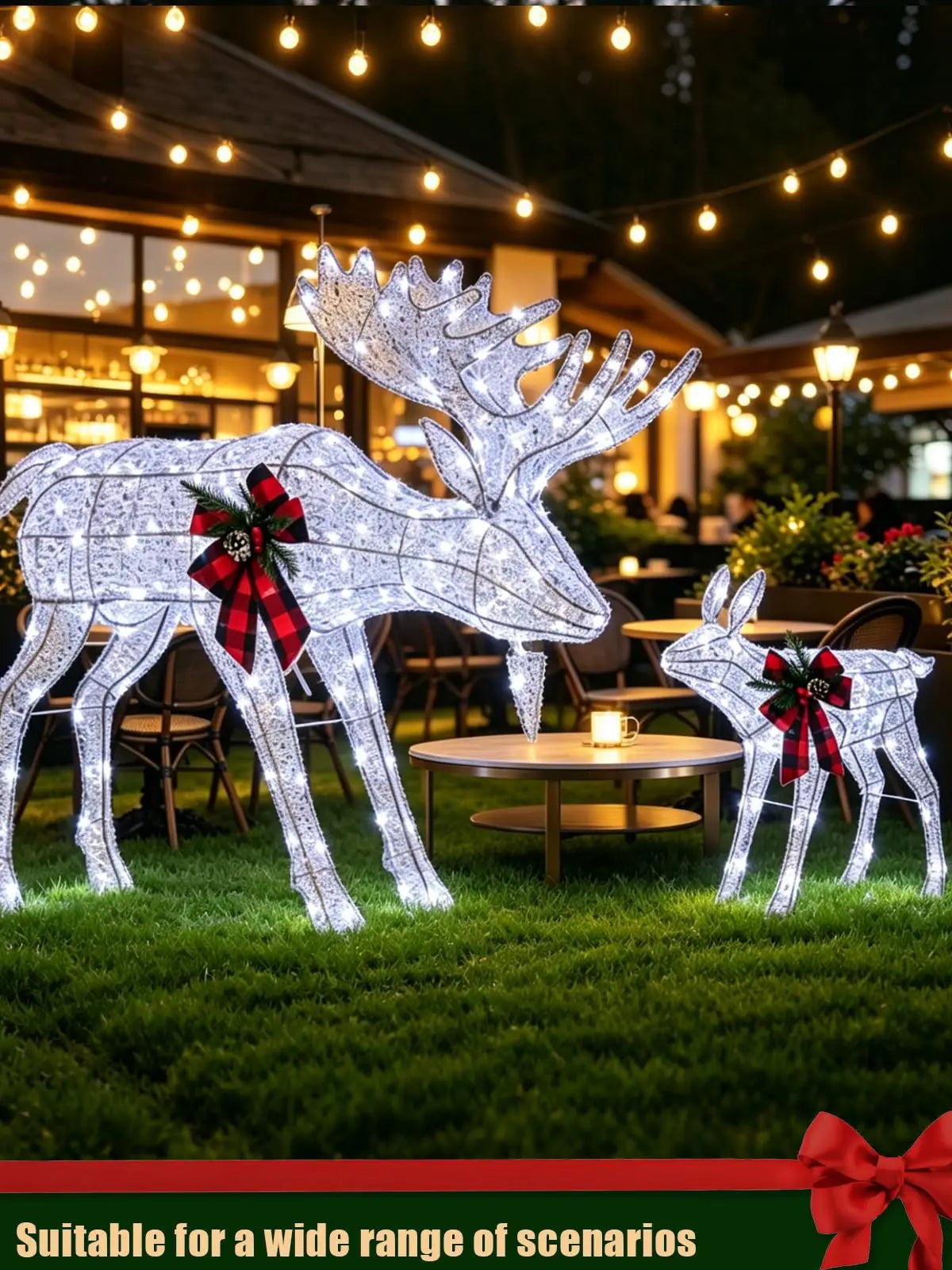 2 Piece Reindeer Family Outdoor Yard Decoration With LED Lights