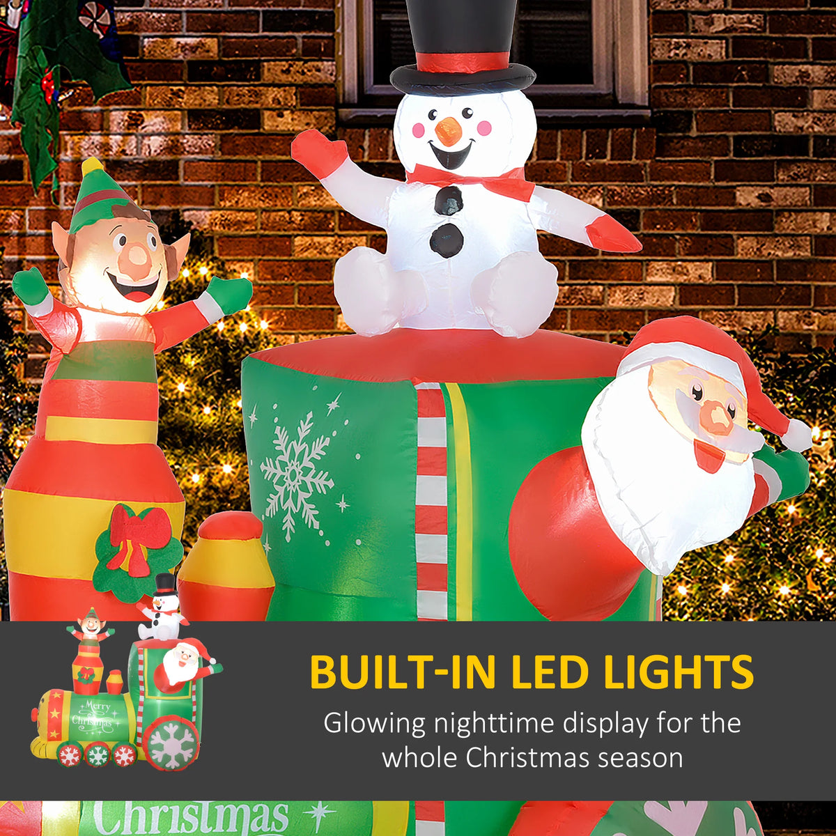 Outsunny Christmas Inflatable Train Decoration With Led Lights