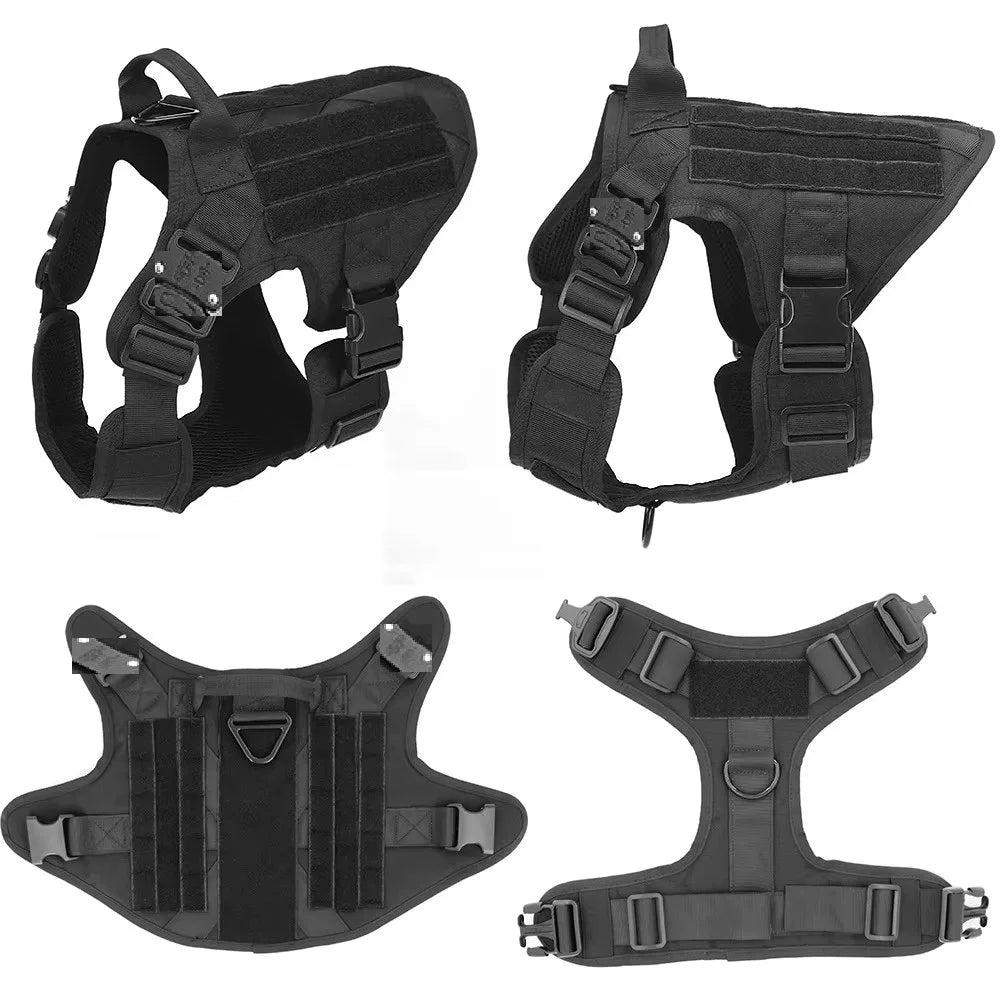 Adjustable Tactical Service Dog Harness with Breathable Padding Handle and MOLLE Panels