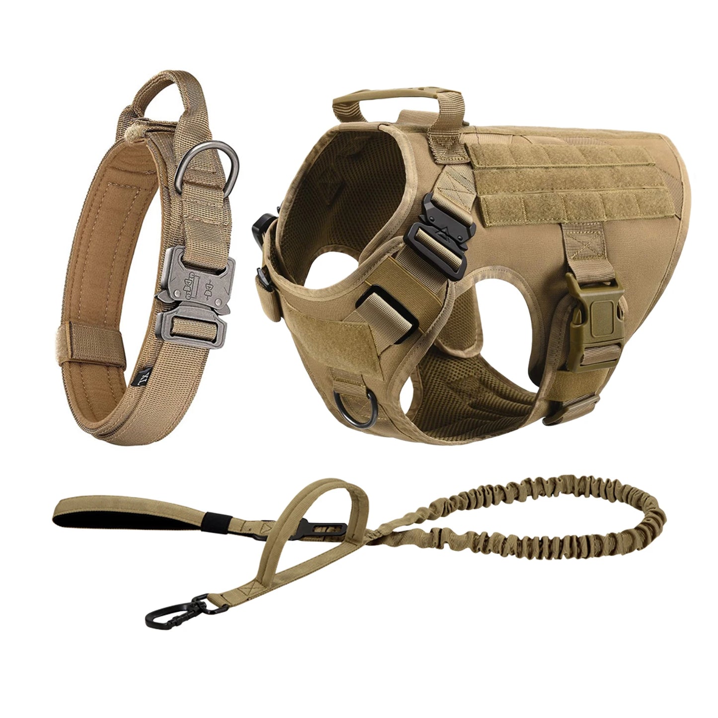 Pettravel Tactical Dog Harness With Padded Molle Pouch