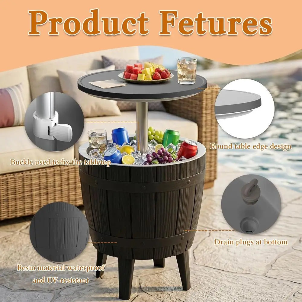 Portable 9.8 Gallon Cooler Side Table with Legs, Durable and UV-Resistant, Ideal for Outdoor and Indoor Use, Perfect for Camping