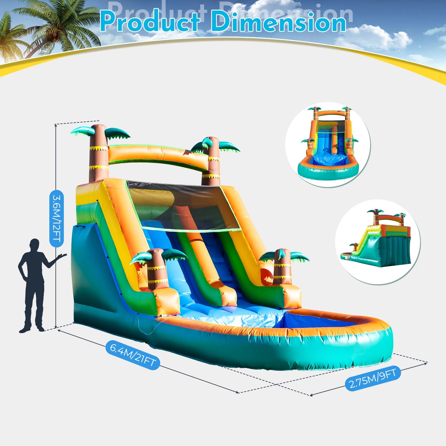 King Inflatable Water Slide Bounce House With Blower Outdoor Play