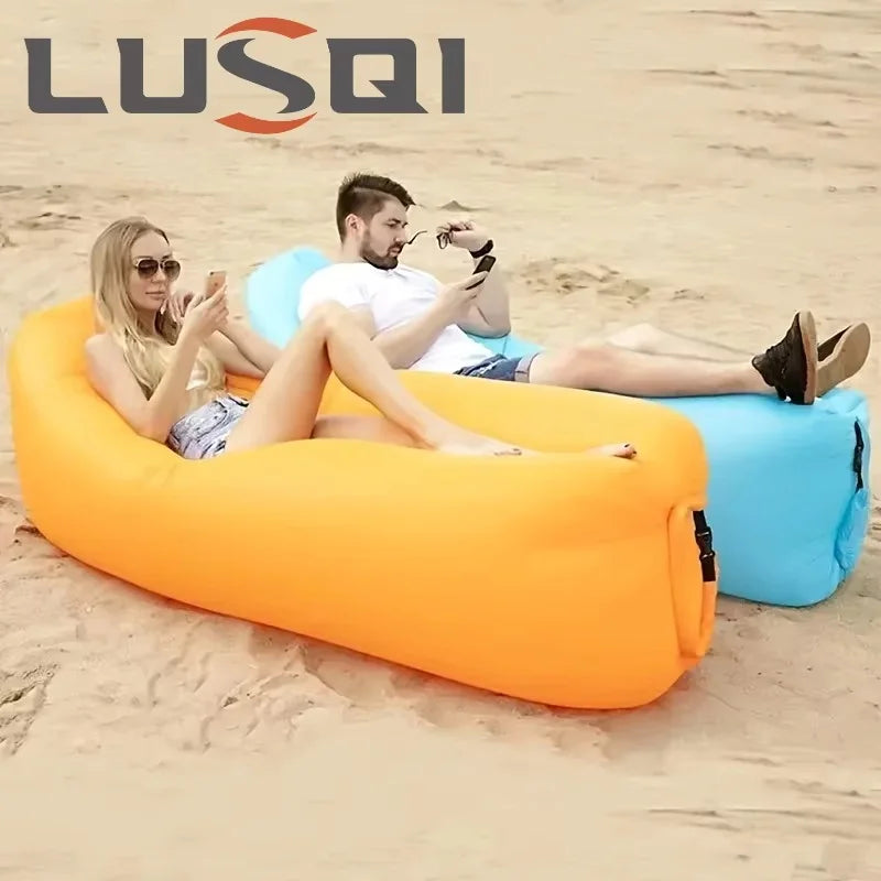 Inflatable Lounger Air Sofa Extra Thick Foldable Couch Outdoor Beach