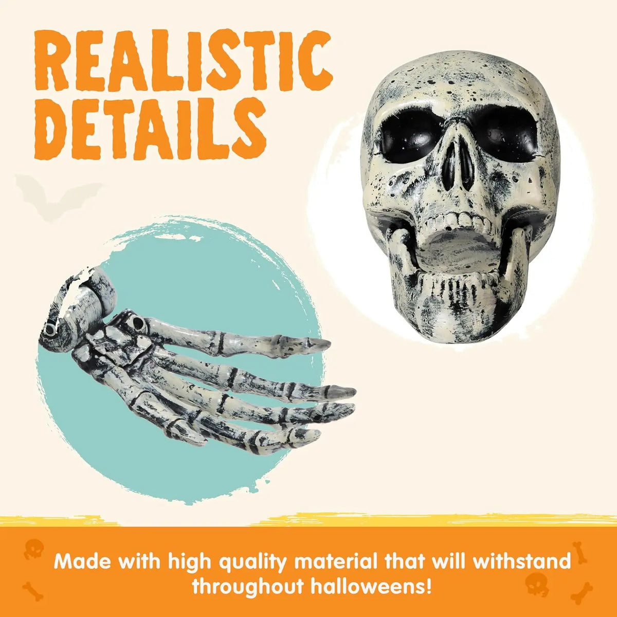 5 Pcs Halloween Skeleton Decorations Outdoor, Life Size Skeleton Yard Stakes, Groundbreaker Skulls Decor for Graveyard Yard Lawn Garden Ground Party Supplies