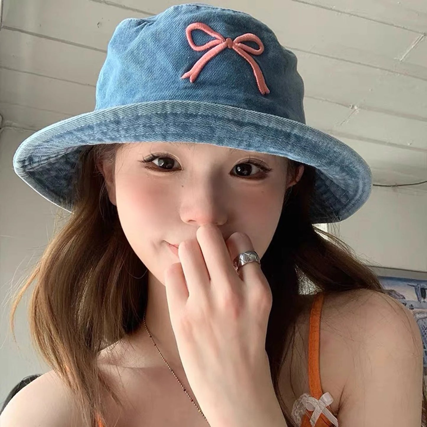 Women Sun Hat Trendy Summer Bucket Hat Outdoor Breathable Summer Denim Fisherman Hats for Beach Vacation Headwear Girls Caps