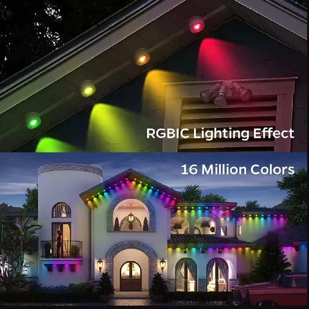 Smart Permanent Outdoor Lights Eaves Lights IP67 Waterproof Light String with App Remote Control Music Sync for House Roof Decor