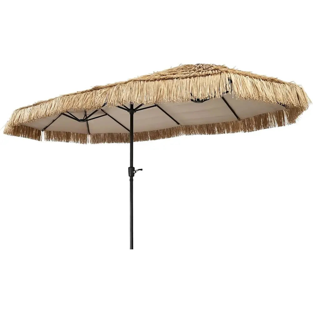 Crank-Lift Tiki Umbrella for Patio and Pool Bench, Water-Resistant