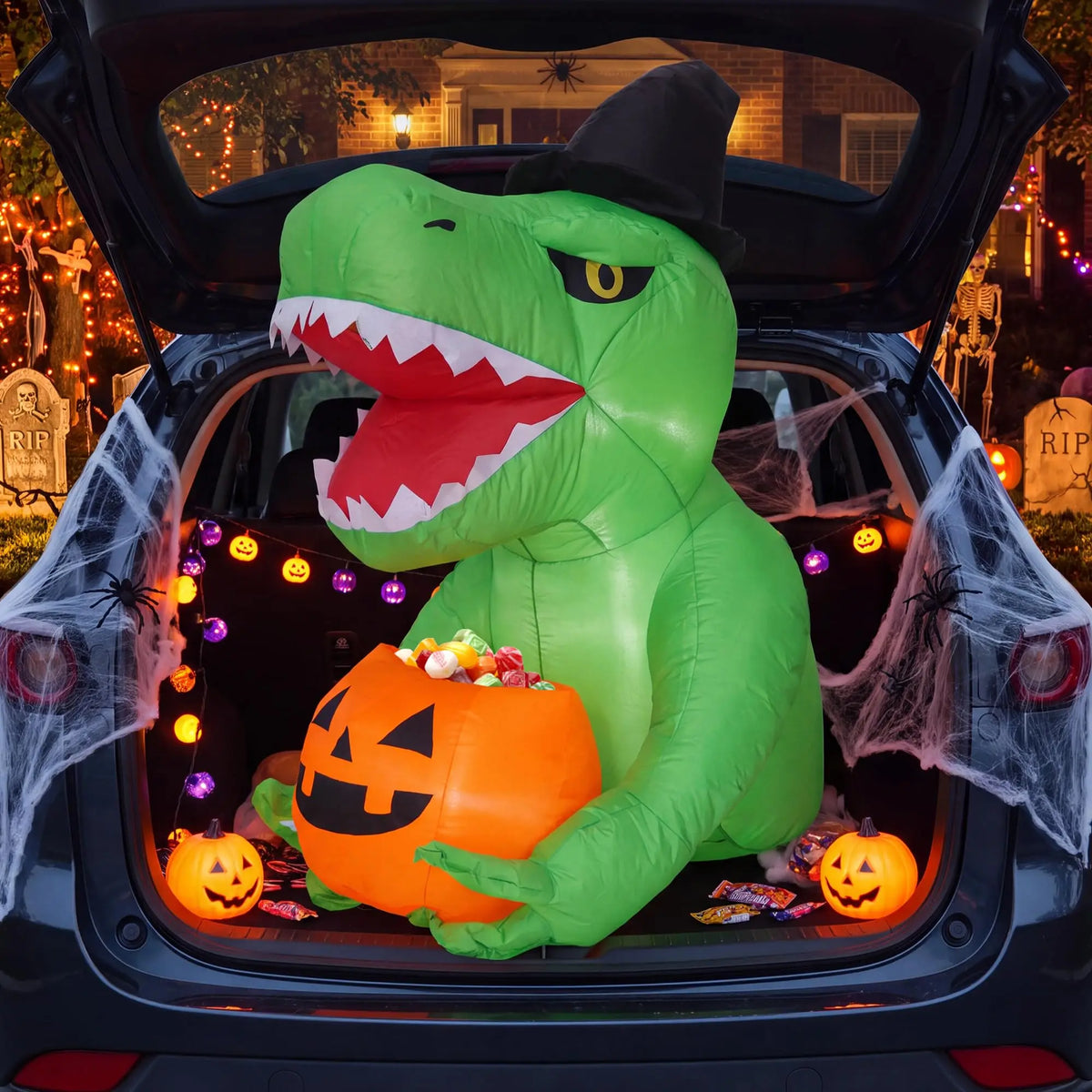 HiMISS Halloween Inflatable Dinosaur Car Decoration With LED Lights