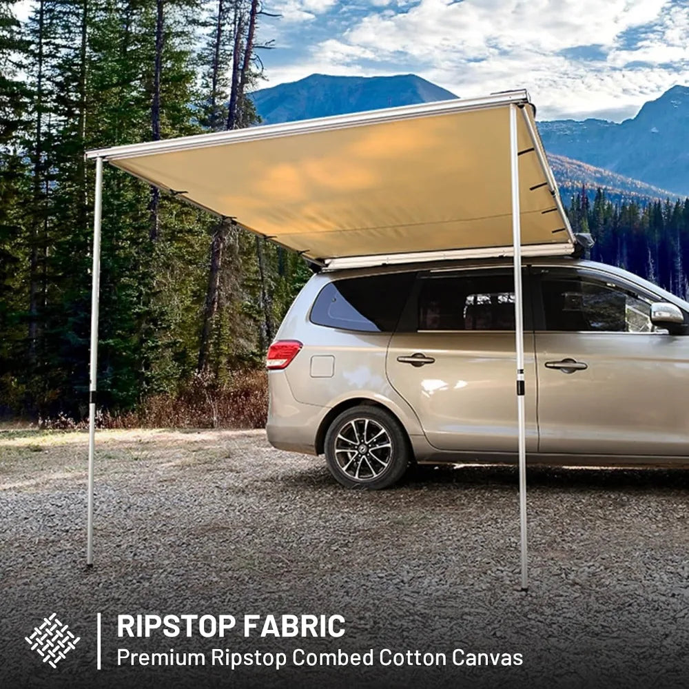 8.2x6.5ft Car Awning Tent Waterproof PU10000mm UV50+ Retractable Side Shade for SUV Truck Van Camping