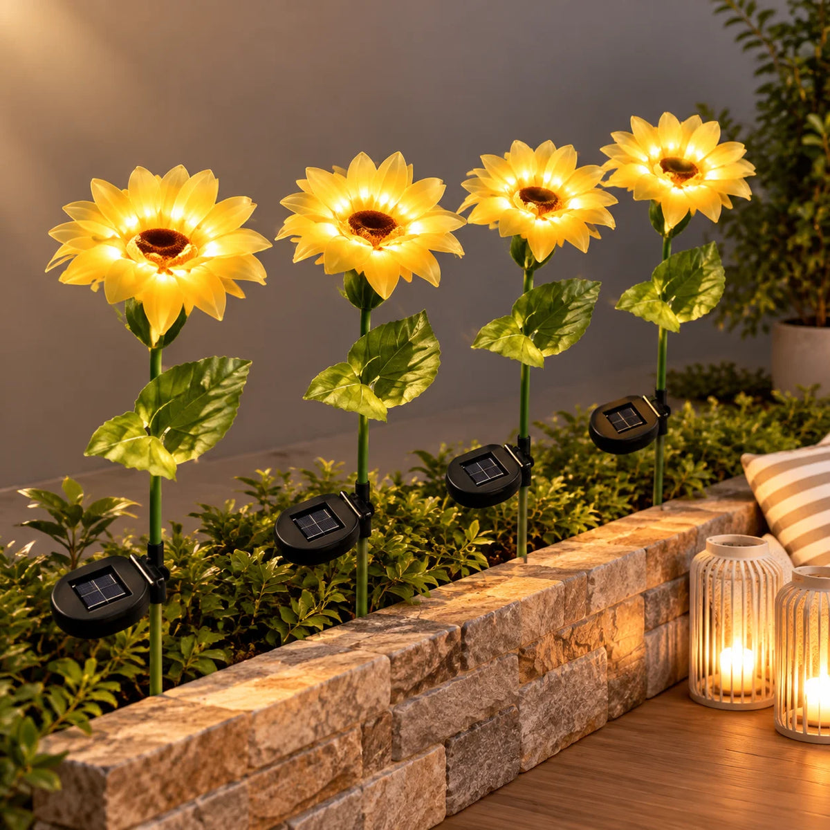 Stonego Solar Sunflower Garden Stake Light For Landscaping