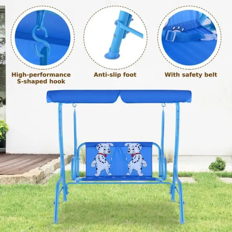 Outdoor Kids Patio Swing Bench with Canopy 2 Seats