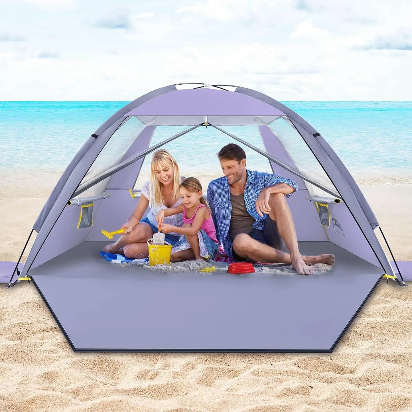 Beach Tent, UPF 50+ UV Protection Sun Shade Shelter for 3/4/5/6/7/8 Person, Portable Beach for Family & Baby, Lightweight & Easy