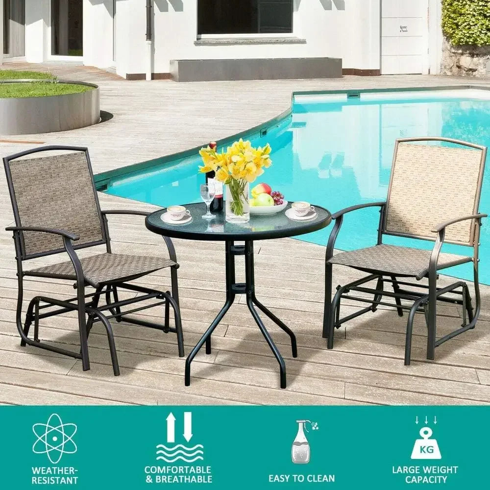 Outdoor Steel Patio Swing Set With Glider And Rocking Chair