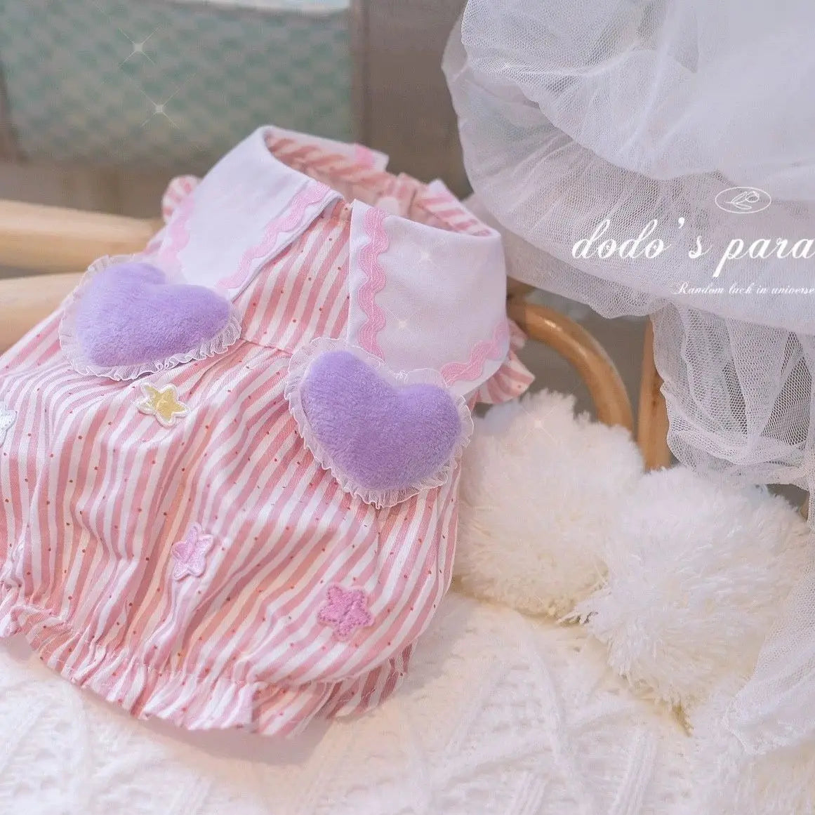 Summer Princess Striped Bubble Dress For Small Dogs And Cats