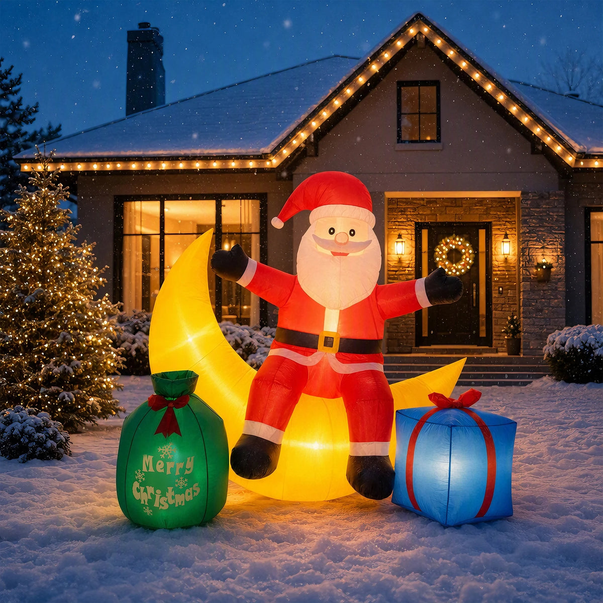 Gaomon Moon Santa Christmas Inflatable Outdoor Decoration