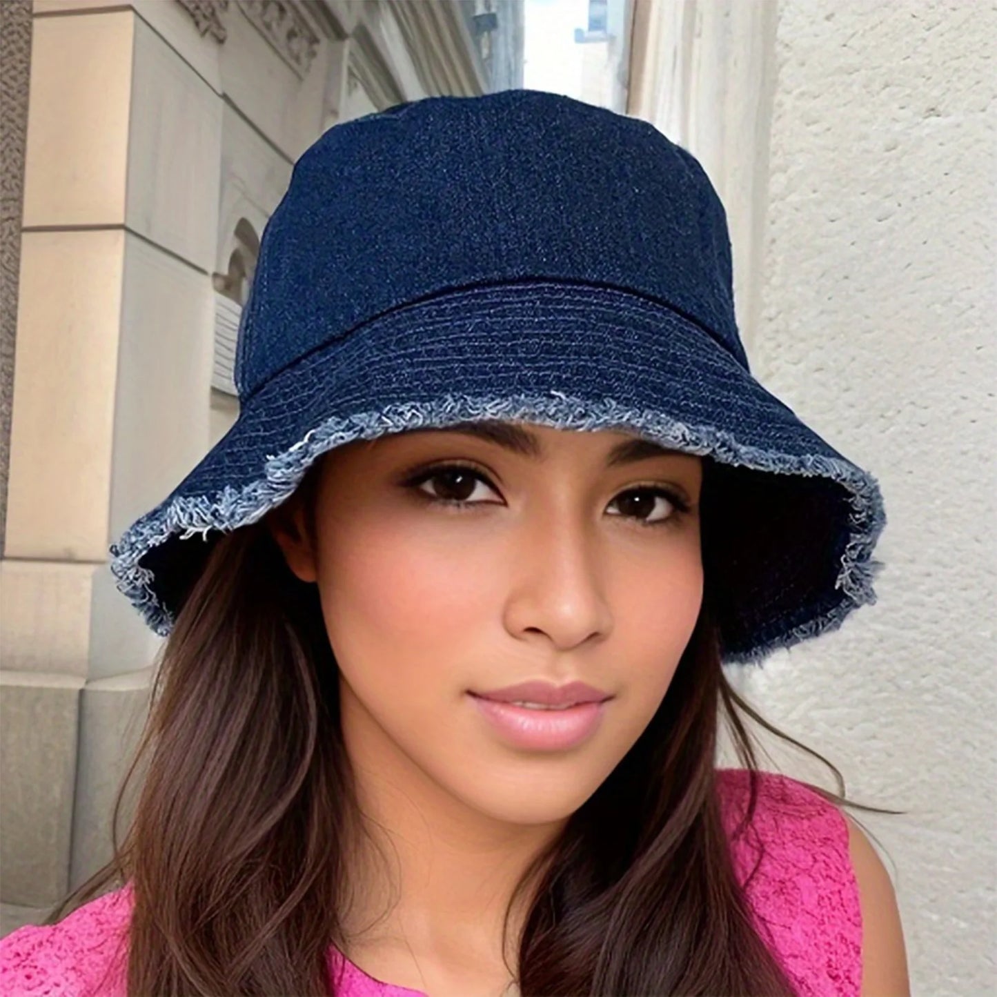 Women Sun Hat Trendy Summer Bucket Hat Outdoor Breathable Summer Denim Fisherman Hats for Beach Vacation Headwear Girls Caps