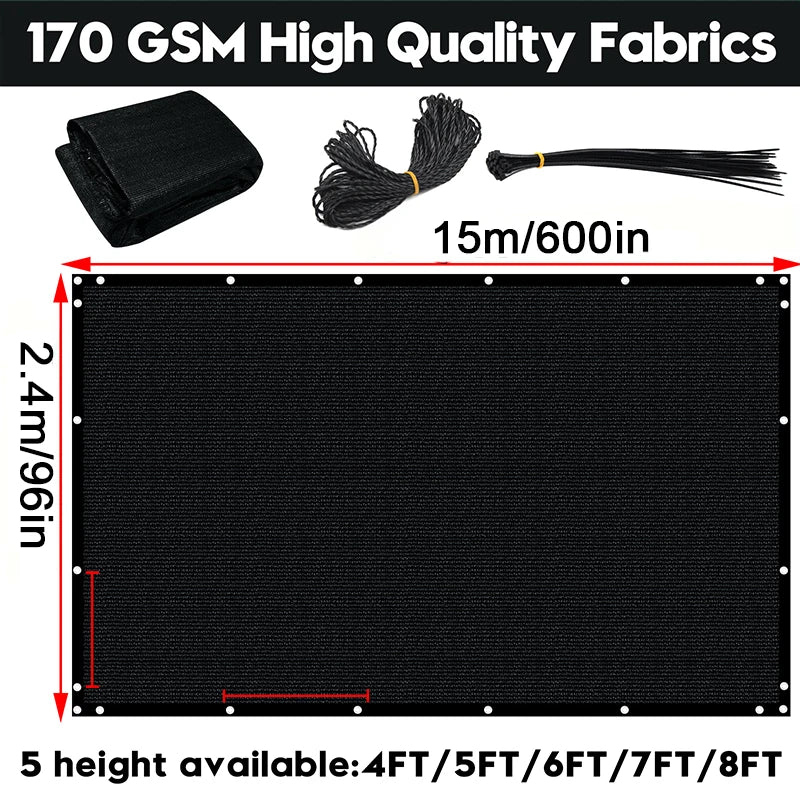 8x50ft Fence Privacy Screen Heavy Duty Windscreen Fence Mesh Fabric Shade Net Cover Garden Wall Backyard Yard Pool
