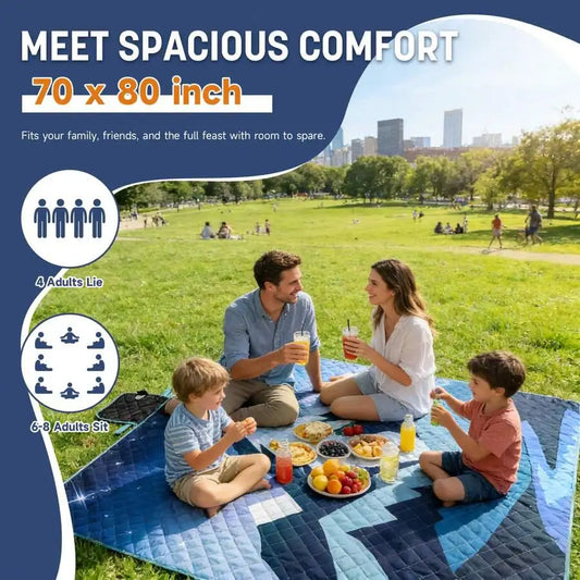 1 Pc Waterproof Portable Large Picnic Blanket, Lightweight Outdoor Mat For Family Camping, Park, Beach, 70''X80''
