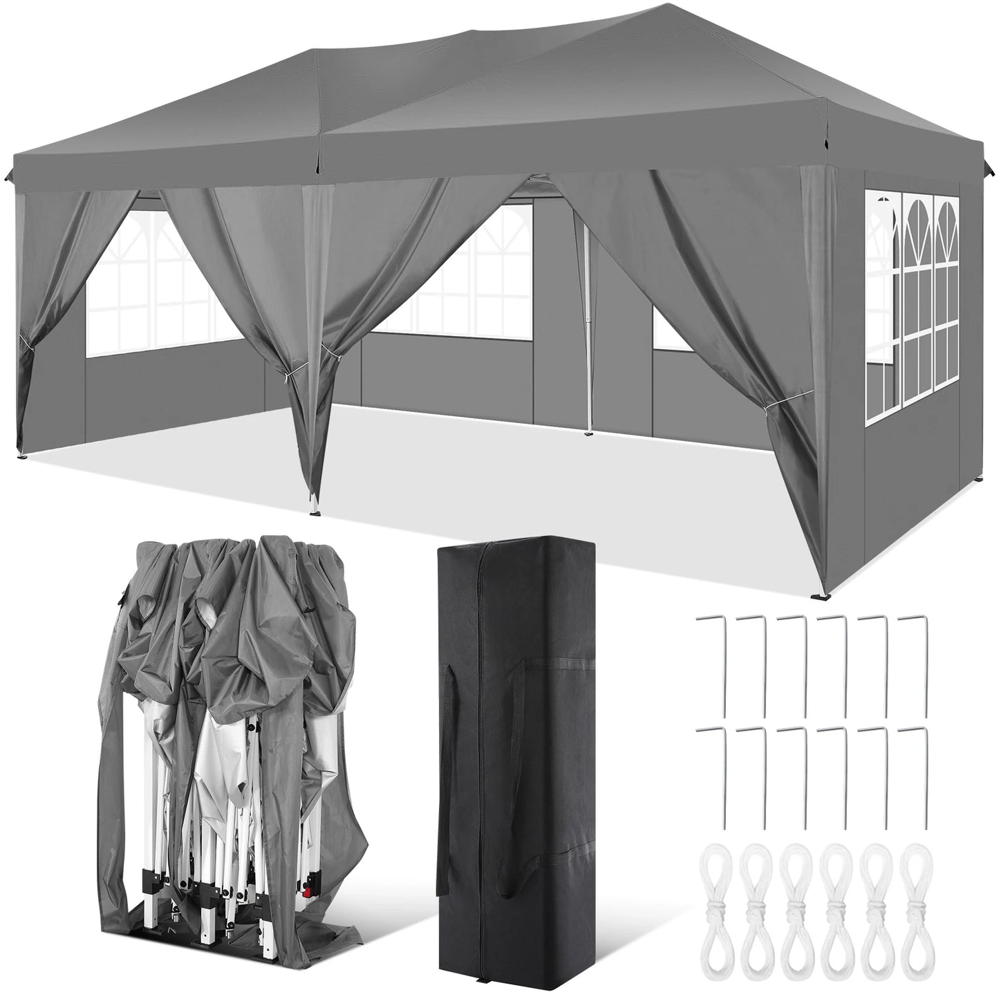 10x20FT Pop Up Canopy Tent with Removable Sidewalls Waterproof Commercial Instant Shelter Outdoor Gazebo Party Tent Protable Canopy Tents for Parties with Carry Bag