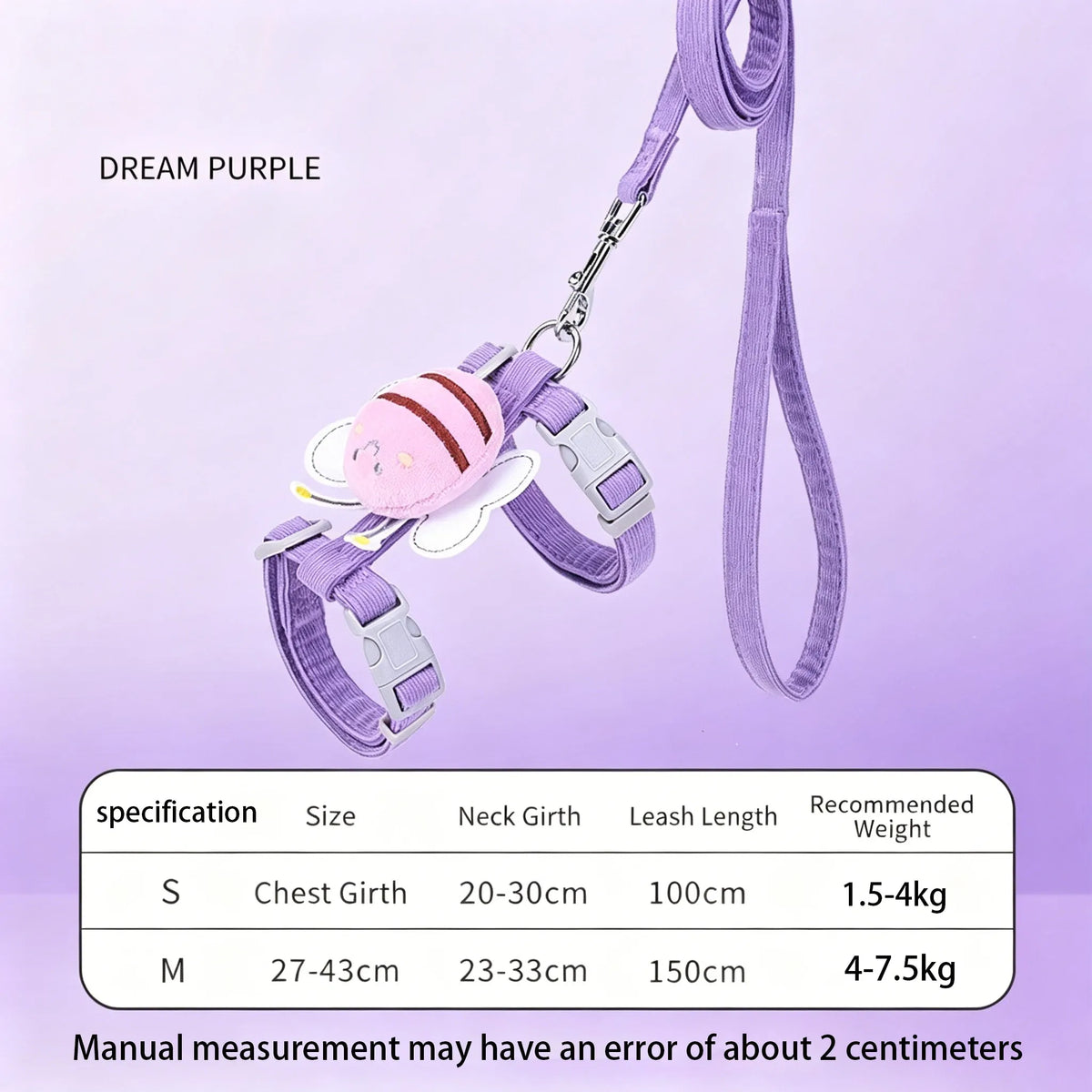 Cute Bee Animals Shape Pet Set Dog Cat Harnesses Soft Adjustable Outdoor Walking Anti-Lost Puppy Leash Supplies