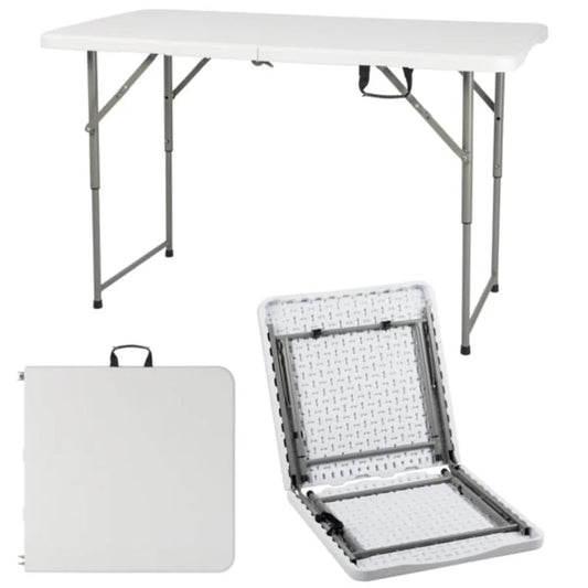 4FT Adjustable Folding Table Portable HDPE Utility Table with Steel Legs Indoor Outdoor Patio Picnic Camping Table