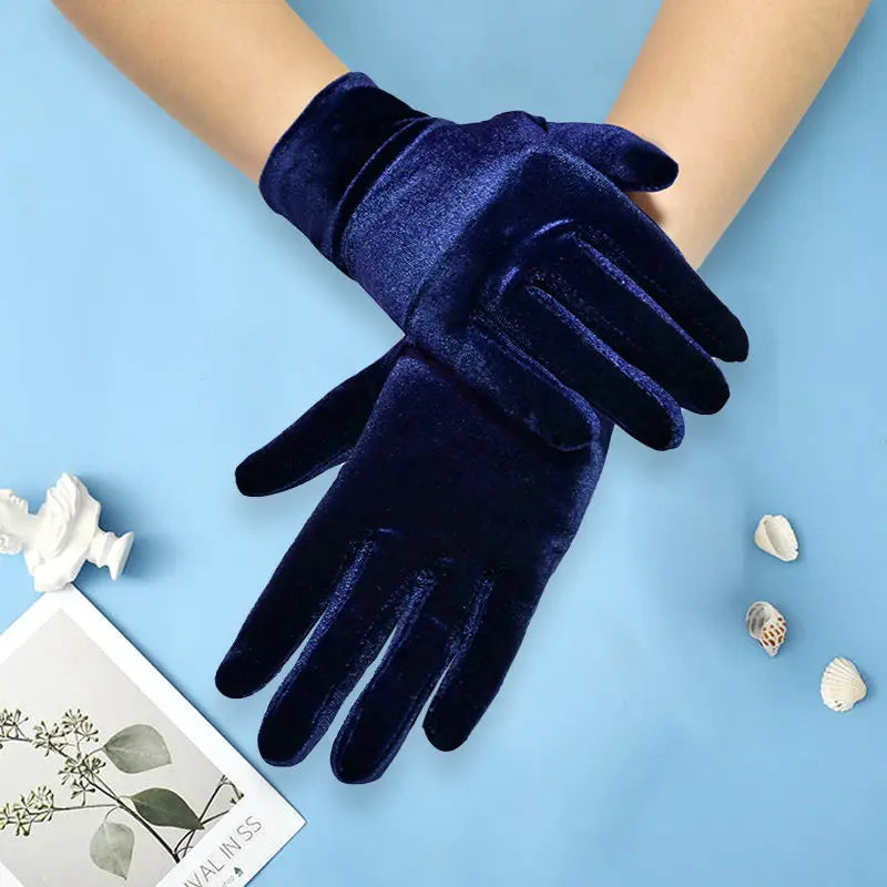 Autumn Winter Warm Velvet Gloves Solid Color Driving Goves Fashion Etiquette Mittens Quality Elastic Outdoor Velvet Gloves