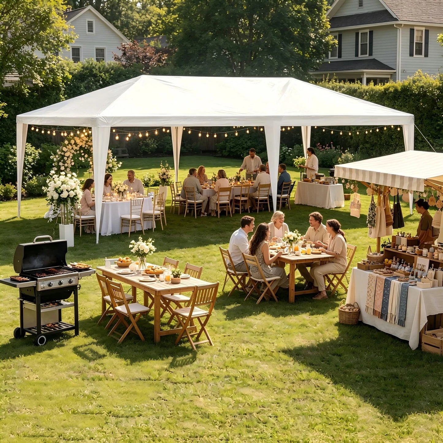 10x20/10x30 Party Tent Outdoor Wedding Canopy, Heavy Duty PE Top Gazebo Shelter For BBQ Backyard Patio Events, No Sidewalls