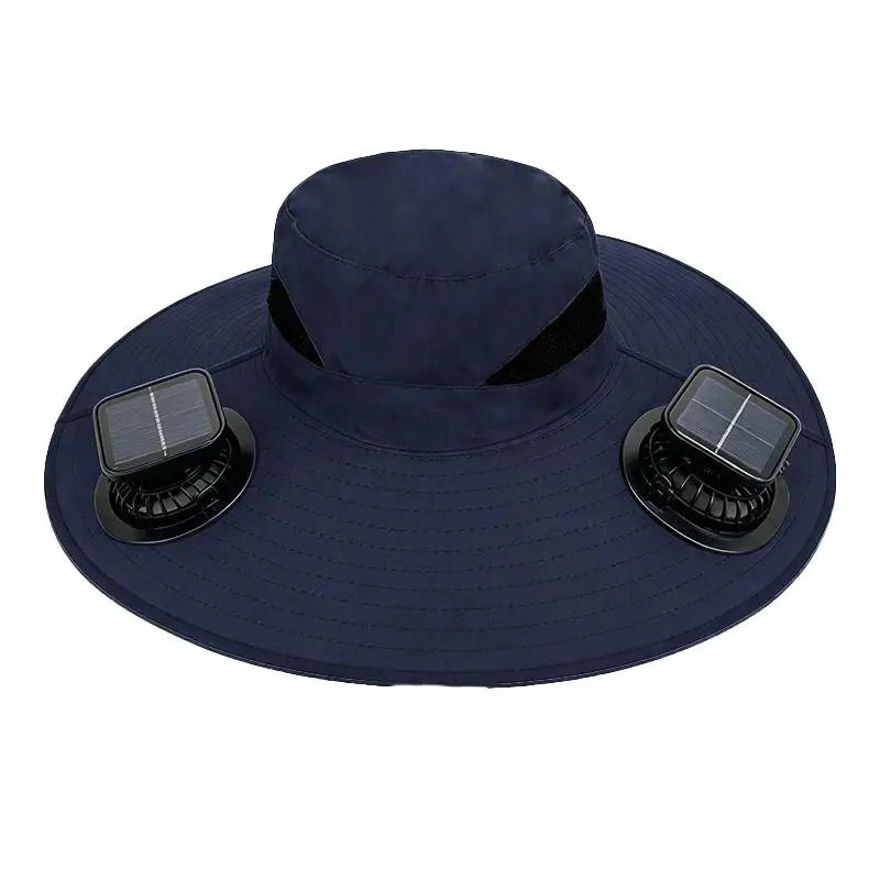 Large Size Quick Dry Bucket Hat With Solar Powered Fan USB Charging Sun Hat For Men Outdoor Hiking Camping Fishing Cooling Wear