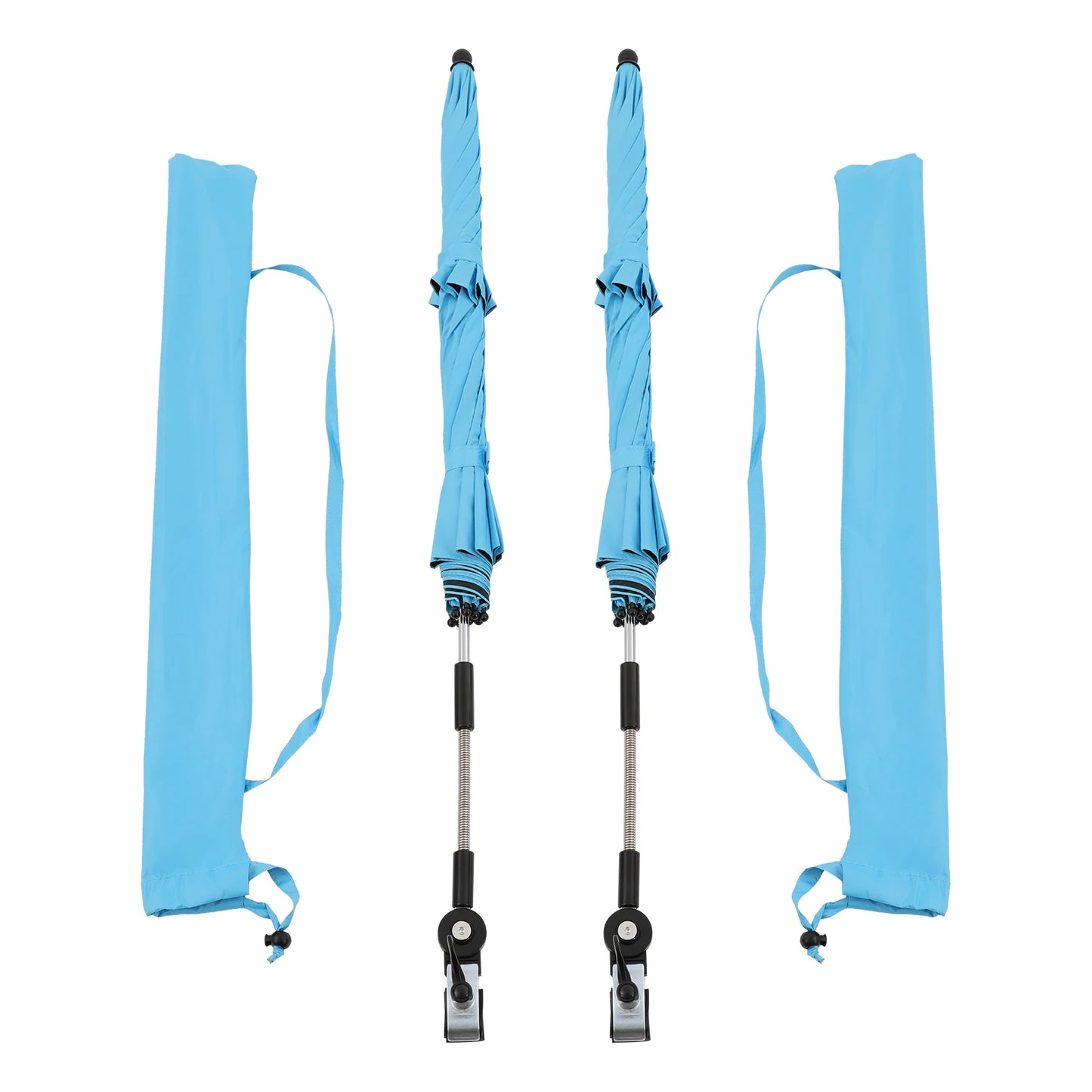 2-Pack Canopy Umbrellas with Clamp, 360° Adjustable Beach Chair Umbrella, 47.2in Arc with 8 Ribs for Wheelchair Patio Golf Cart