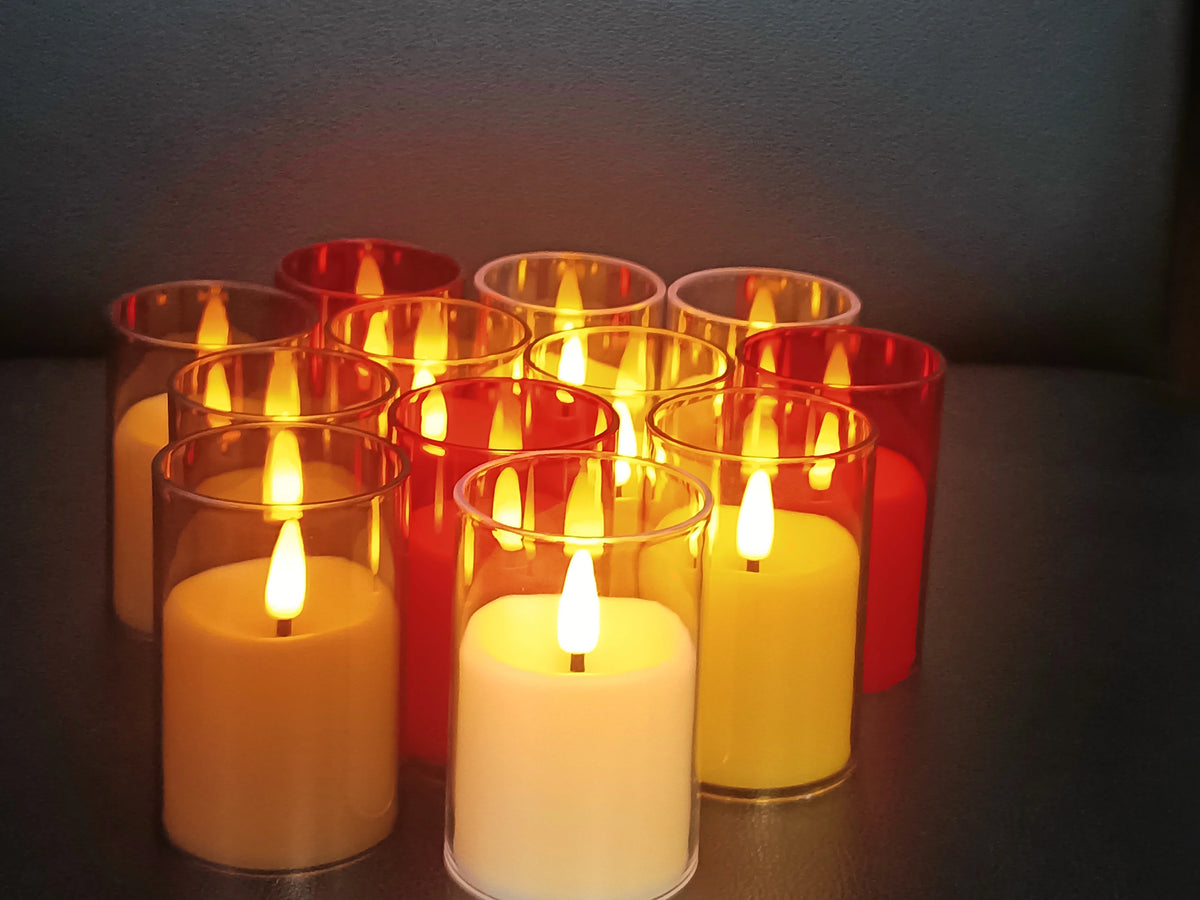 6pcs Flameless Led Electronic Candles Acrylic Glass Christmas Birthday Wedding Atmosphere Decoration Candle Lights