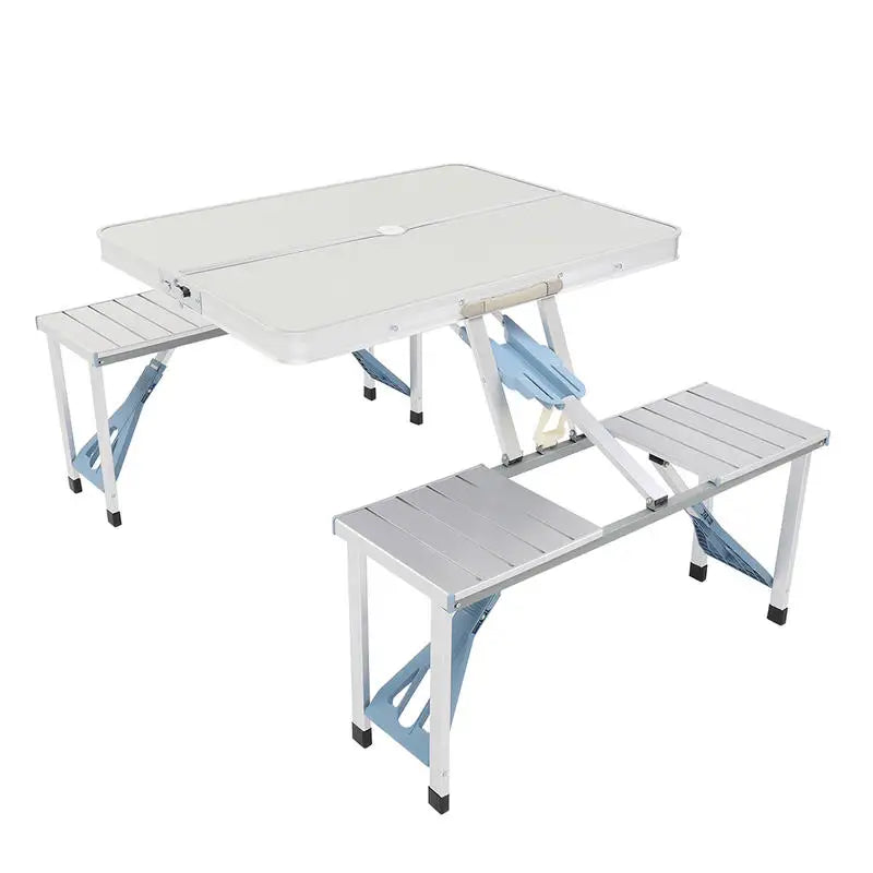Silver Aluminum Alloy Camping Table and Chair Set, 136*85.5*67cm, 50kg