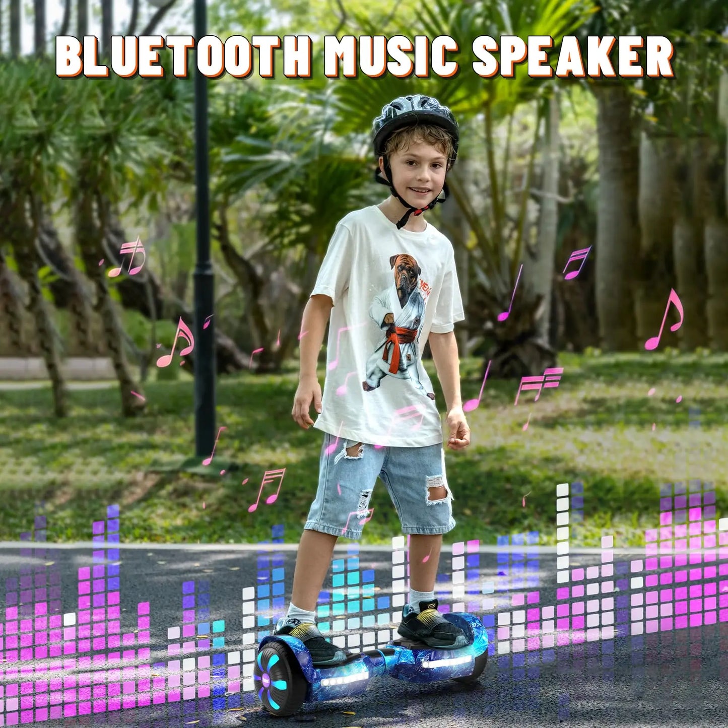 SIMATE Electric Scooter 6.5 inch All Terrain Off Road Hoverboard with Bluetooth Speakers and LED Lights, UL2272 Certified Self Balancing Scooter