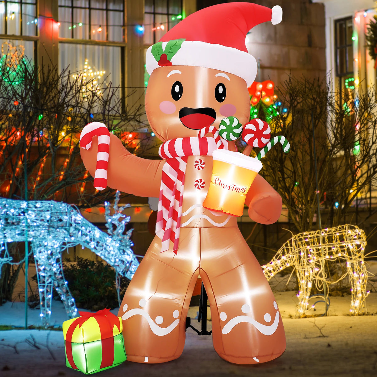 HiMISS Christmas Gingerbread Man Inflatable Outdoor Yard Decor