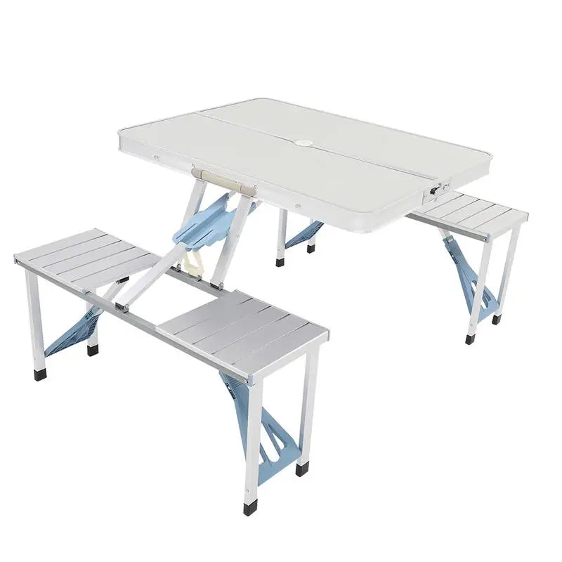 Silver Aluminum Alloy Camping Table and Chair Set, 136*85.5*67cm, 50kg