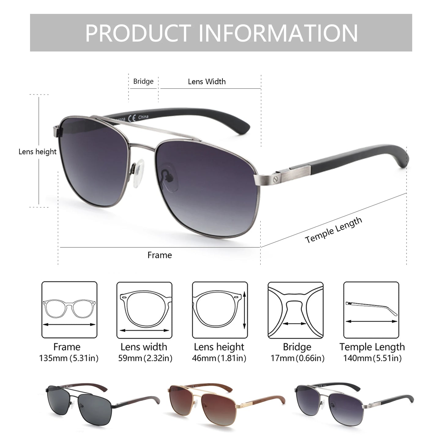 ZENOTTIC Polarized Sunglasses for Men Aviator Wood  100% UV Protection Fishing Driving Golf Sun glasses