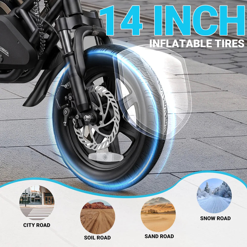 DYU X1 14” Folding Electric Bike Mini E-Bike 500W Peak 20MPH 280Wh Battery Compact City Commuter Electric Bicycle Style UL2849