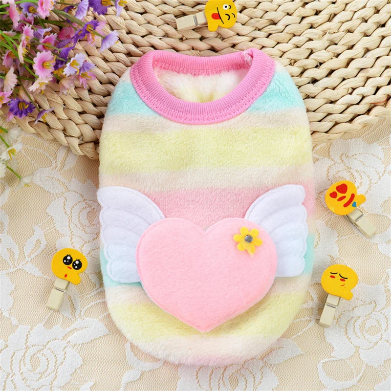 Printed Winter Fleece Dog Sweater For Small Pet Breeds