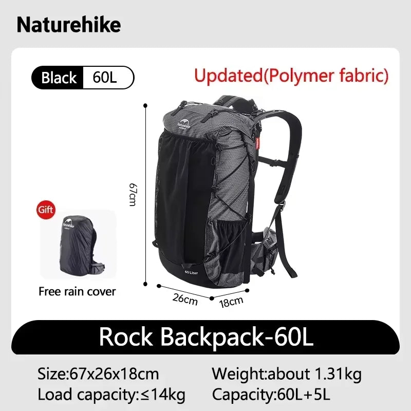 Naturehike Rock Outdoor Bags 40L 60L Travel Backpacks Large Capacity 60+5L Camping Hiking Packs Hiking Bag With Rain Cover
