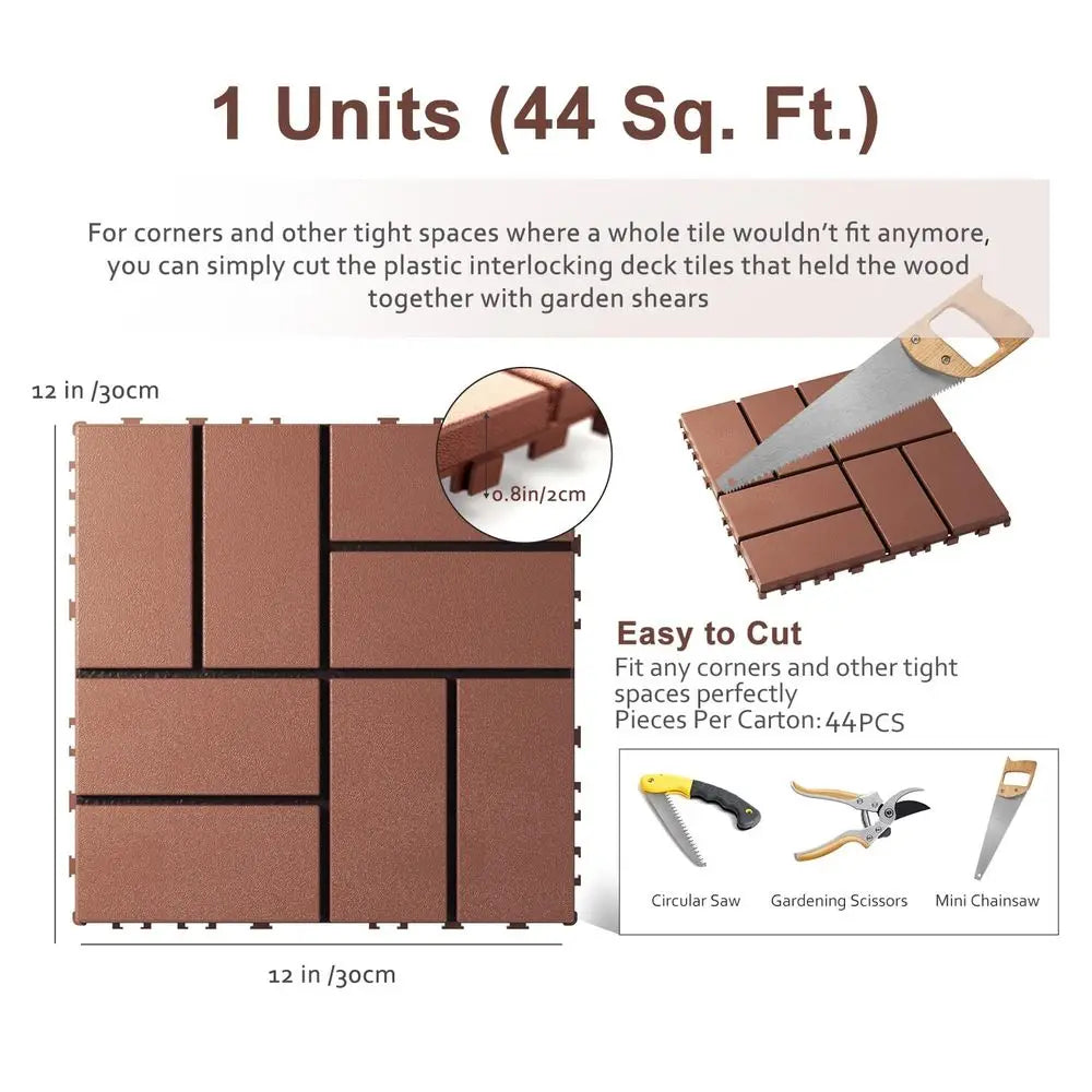 Interlocking Deck Tiles Outdoor All Weather Patio 44 Pack