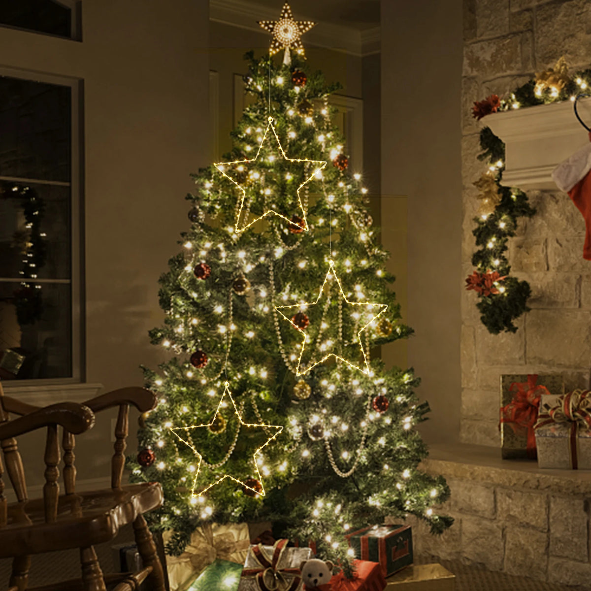 Led Star Window Lights With Remote Control For Holiday Decor