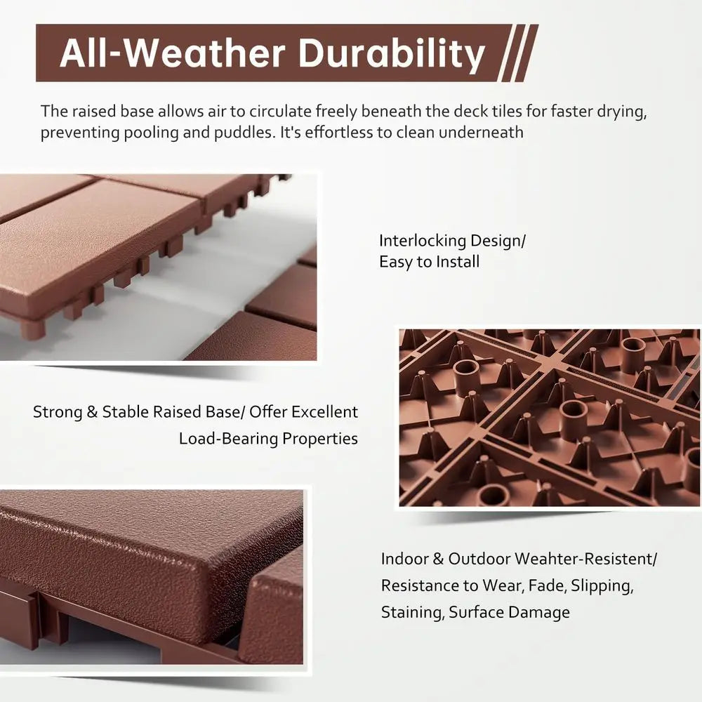 Interlocking Deck Tiles Outdoor All Weather Patio 44 Pack