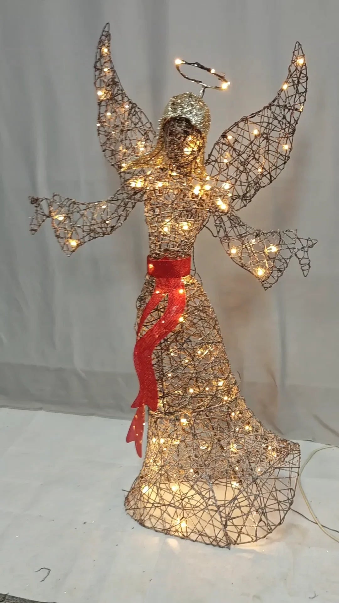Lighted Angel Christmas Yard Art Metal LED Sculpture