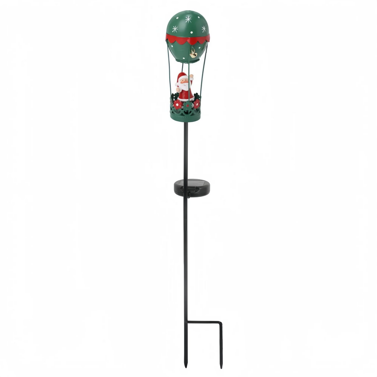 Solar Garden Stake Light Iron Santa Claus Christmas Balloon Decor