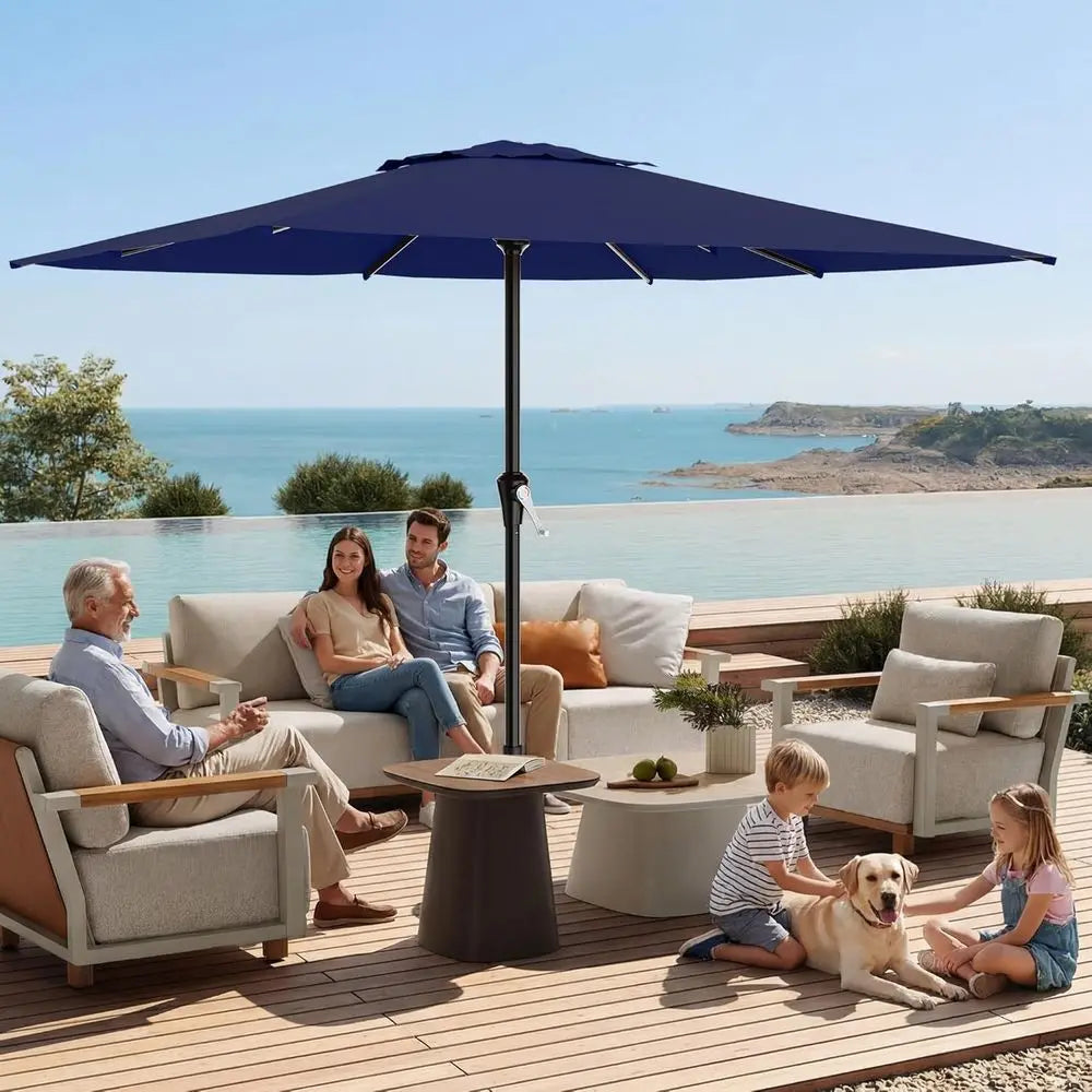 Navy 8-Foot x 10-Foot Patio Umbrellas with 8 Ribs for Outdoor, Pool, and Garden Use