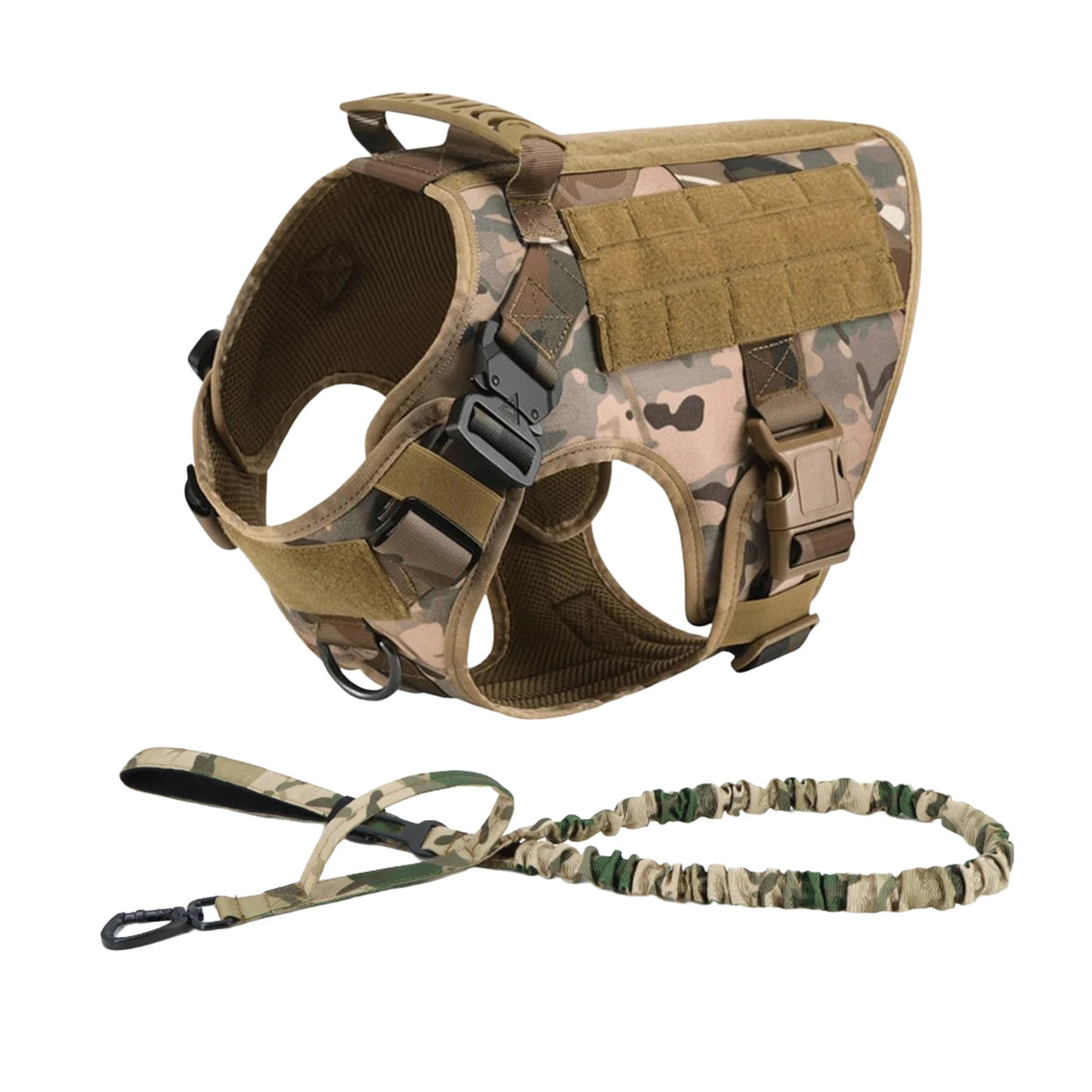 Pettravel Tactical Dog Harness With Padded Molle Pouch