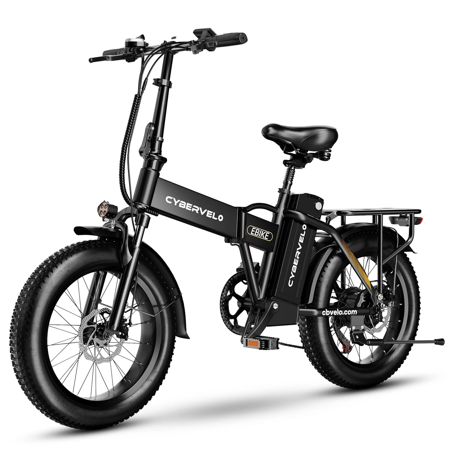 Cybervelo 1000W Peak High-speed Brushless Folding 20 Inch Fat Tire Electric Bike for Adults 48V 20.8Ah/50Ah Removable Battery 80 Miles Range Commuter E-Bicycle EK4