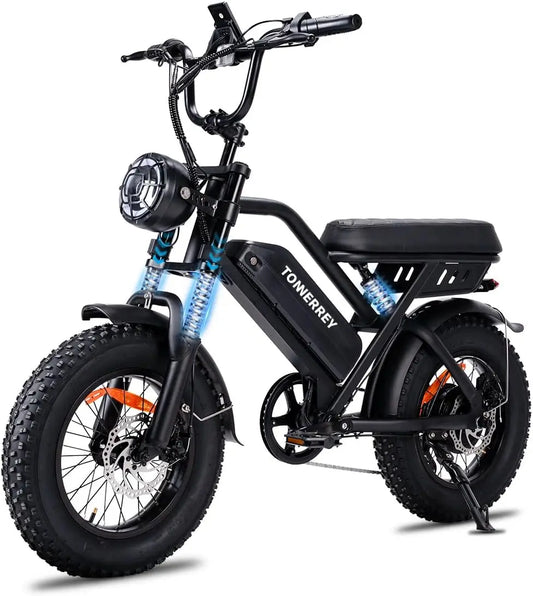 Tonnerrey T16 1000W 48V 15.6AH Electric Bicycle  16" Fat Tire E-Bike 22 MPH Max Speed 80 Miles Range Ebike for Teens Adults