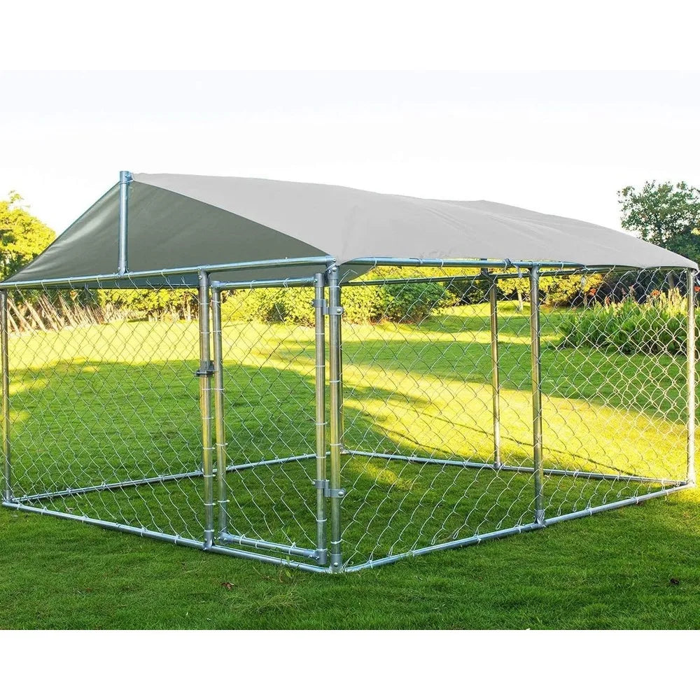 Galvanized Steel Outdoor Dog Kennel For Weatherproof Pet Enclosure