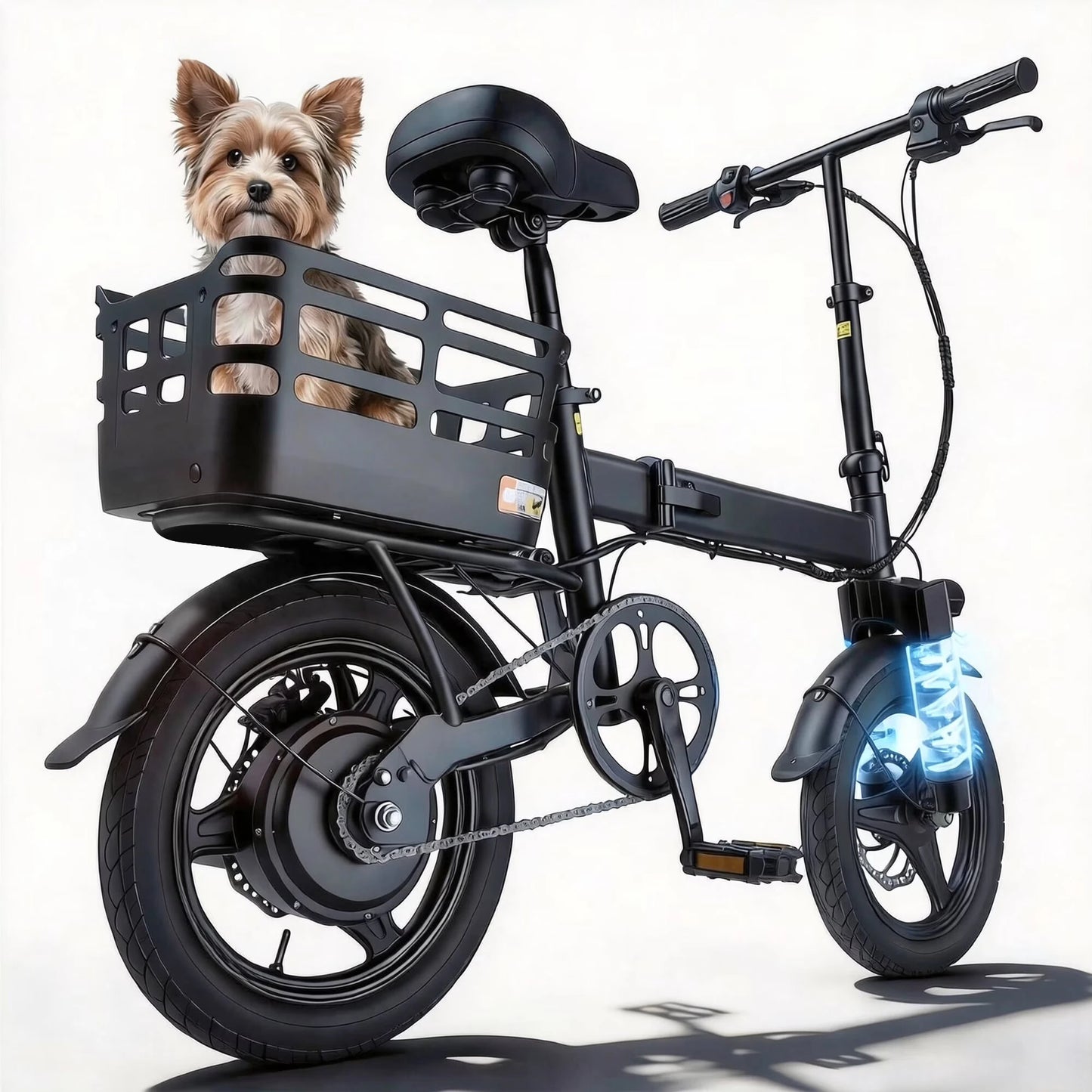 14 Inch Folding Electric Bike, 500W Peak Motor 432Wh Hidden Anti-Theft Battery, 20MPH Speed 35 Miles Range, Adult Mini Ebike with Rear Basket for Commuting Shopping UL2849，Electric Bike for Adults, Ebike, Electric Bicycle